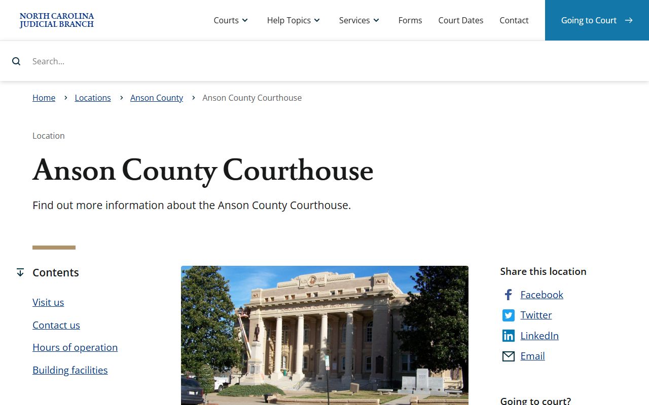 Anson County court records courthouse page