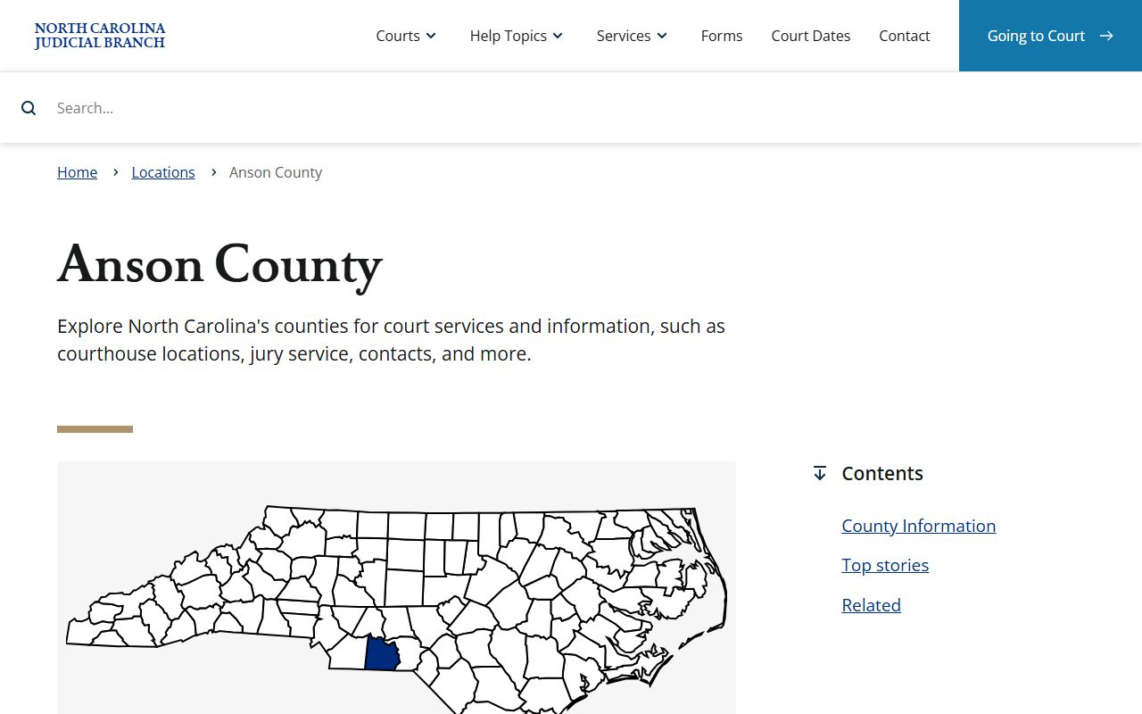 Anson County court records Judicial Branch location page