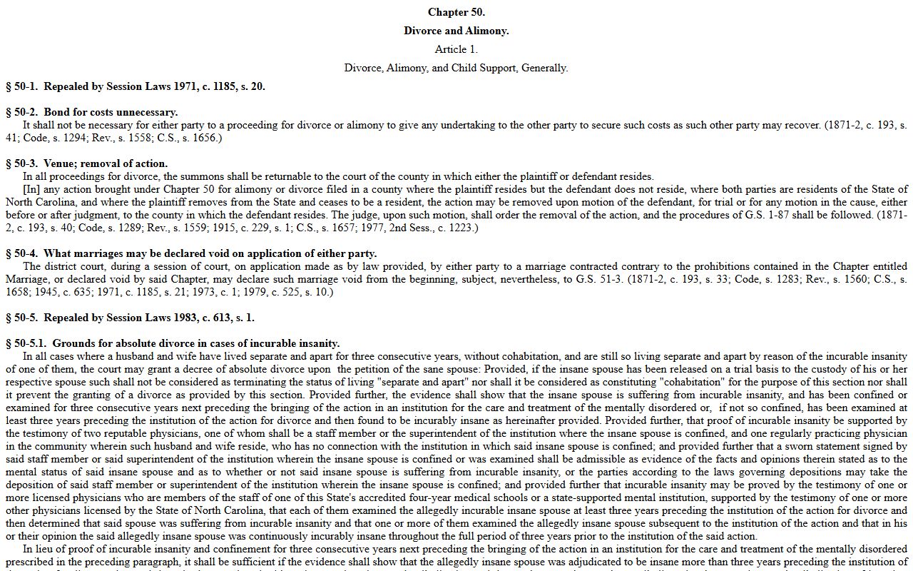 Anson County Clerk of Superior Court divorce court records