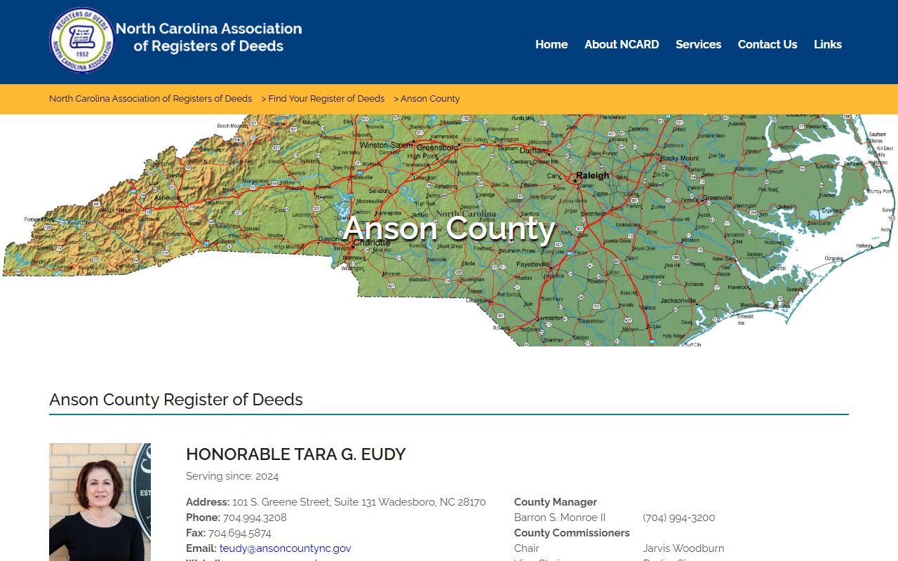 Anson County Clerk of Superior Court Register of Deeds distinction
