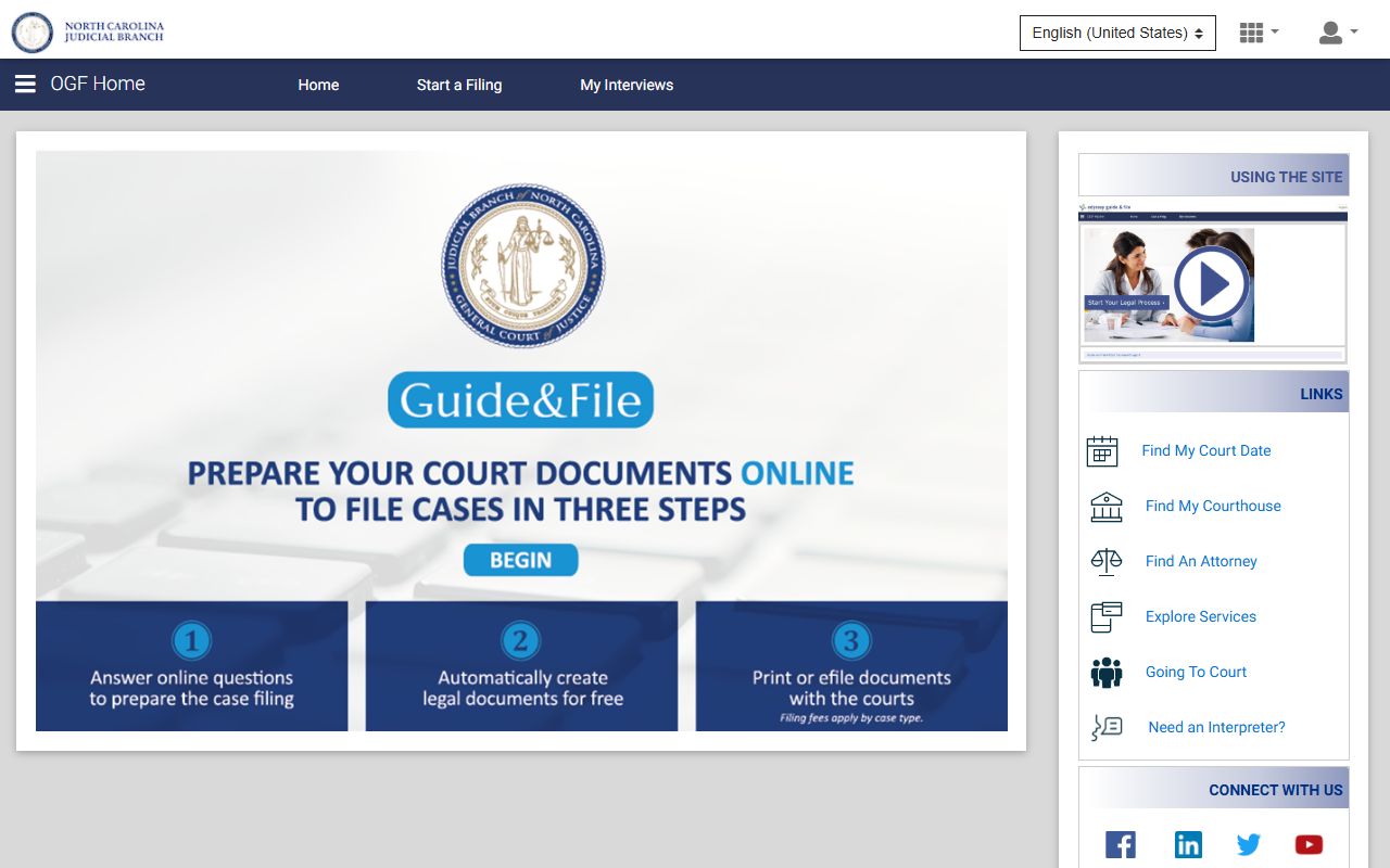 Anson County court dockets Guide and File self-help portal