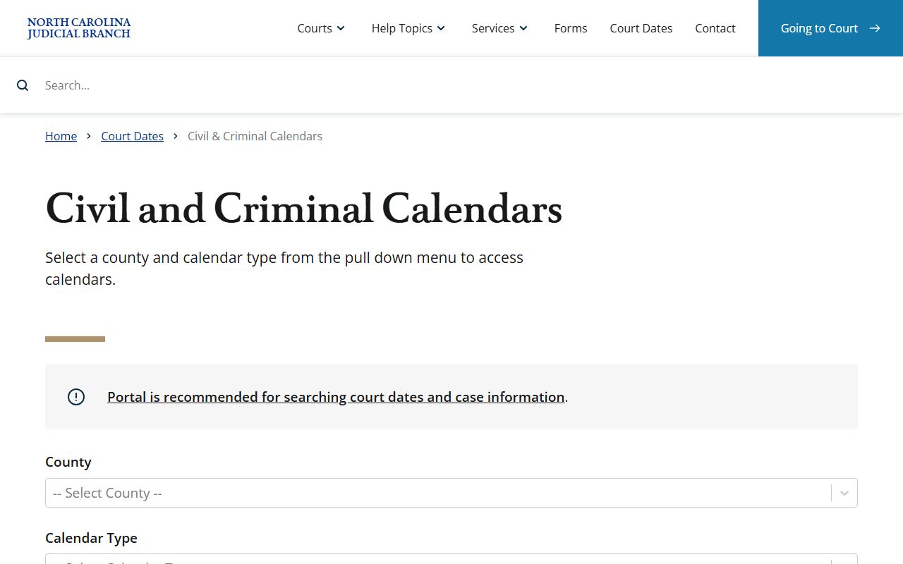 Anson County court dockets North Carolina court calendar portal
