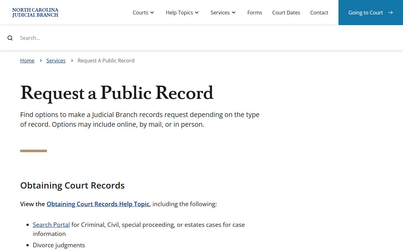 Anson County court records Judicial Branch public records request page