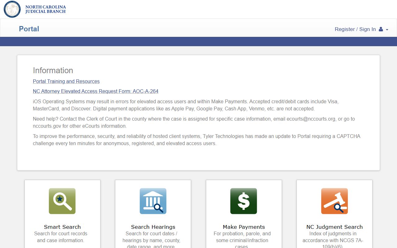 Anson County court records eCourts Portal search page