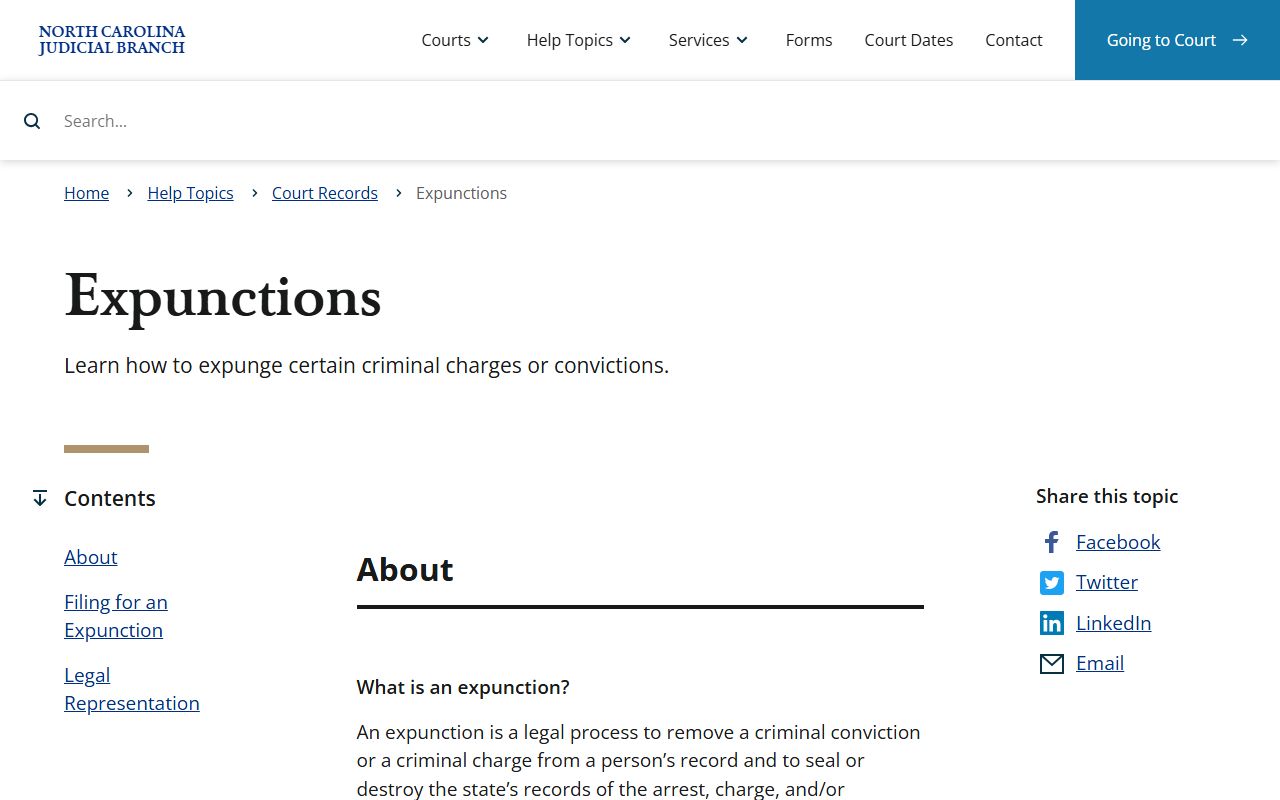 Anson County criminal court records expunction information source