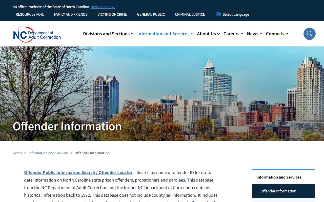 Anson County inmate search NCDAC state offender distinction