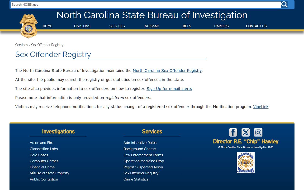 Anson County inmate records NCSBI sex offender registry distinction
