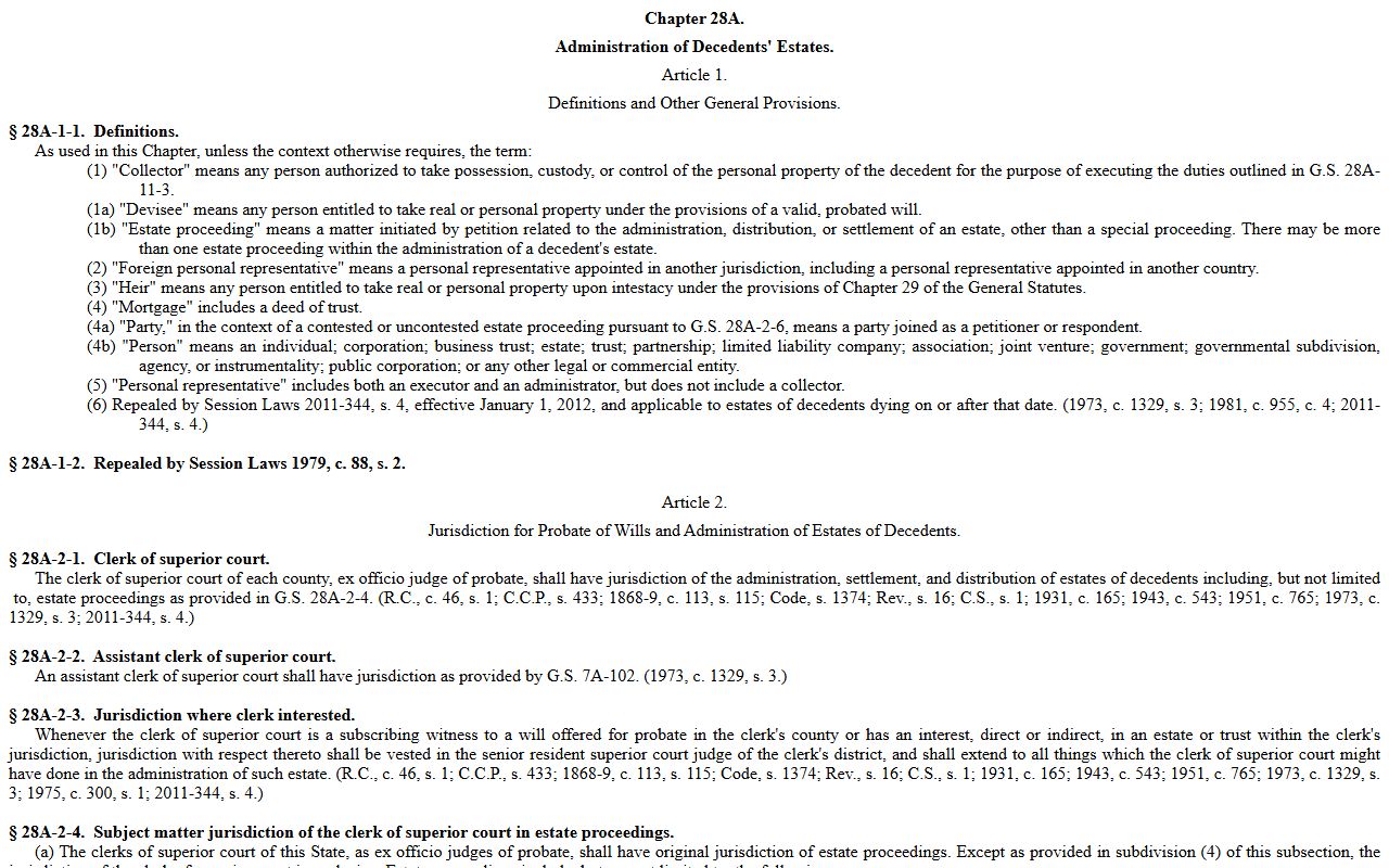 Anson County probate records estates administration statutes