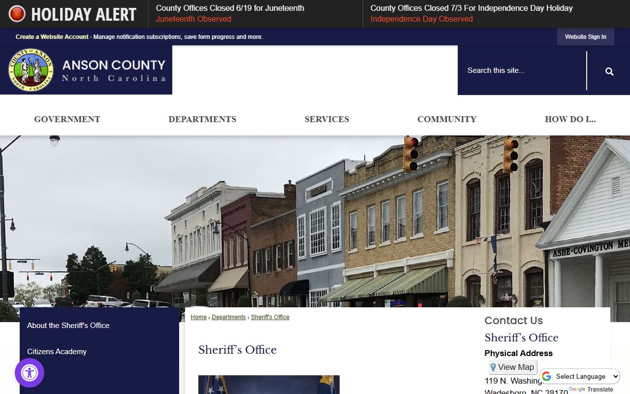 Anson County warrant search sheriff office contact