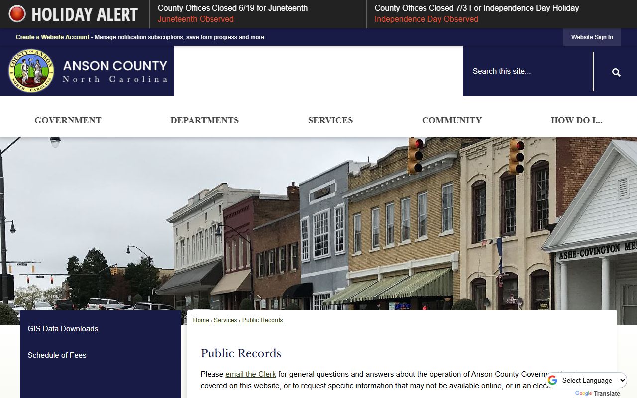 Anson County warrant records public records request limits